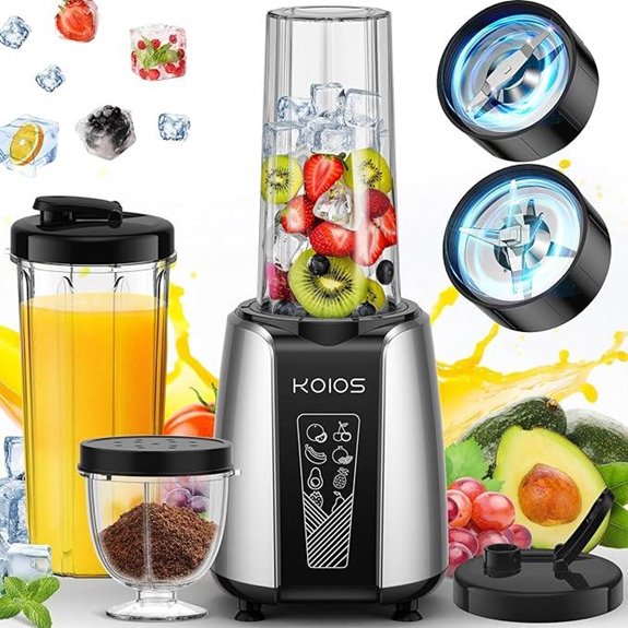KOIOS 1000W Personal Smoothie Blender with To-Go Cups