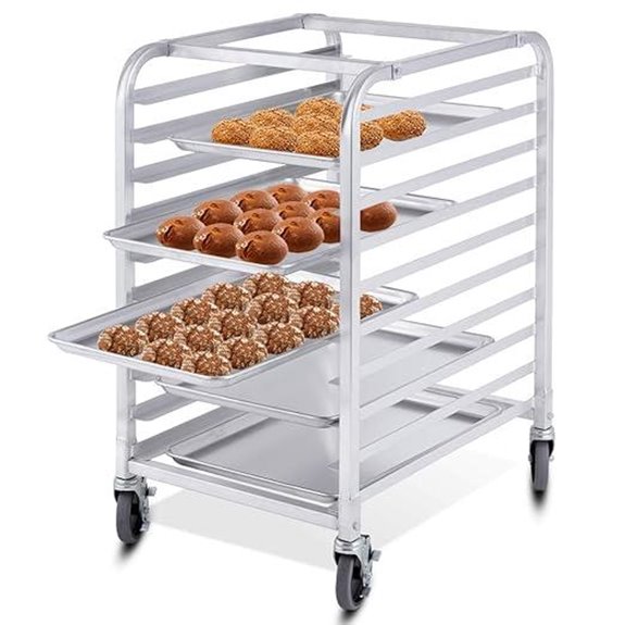 Giantex 10-Tier Aluminum Bakery Rack with Casters