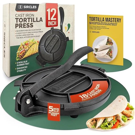 SIRCLES 12-Inch Cast Iron Tortilla Press