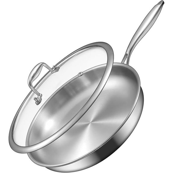 EWFEN 12-Inch Tri-Ply Stainless Steel Frying Pan