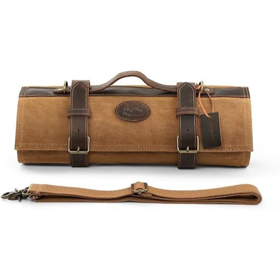 Chef Knife Roll Bag with 12 Slots and Leather Accents