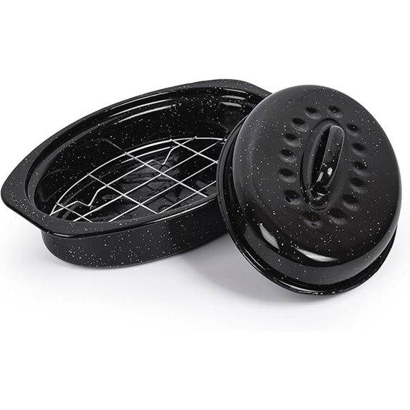 13” Enamel Roaster Pan with Lid and Rack