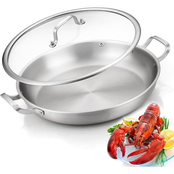 Tri-Ply Stainless Steel Paella Pan 14.5-inch