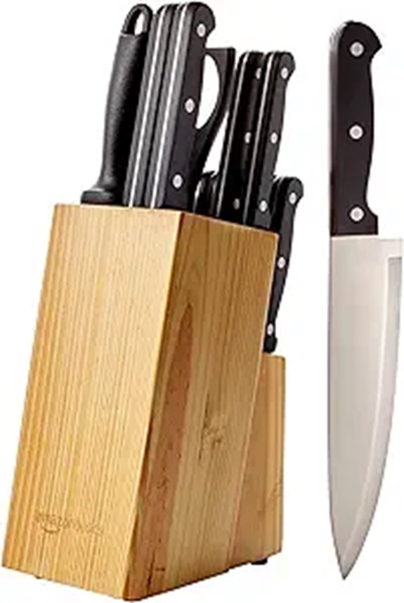 Amazon Basics 14-Piece Knife Set with Sharpener