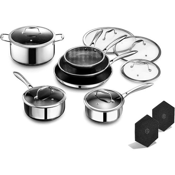 HexClad 14-Piece Nonstick Cookware Set with Lids