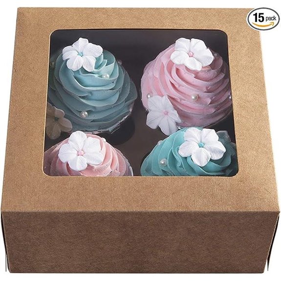 ONE MORE 15-Pack Kraft Cupcake Boxes with Window