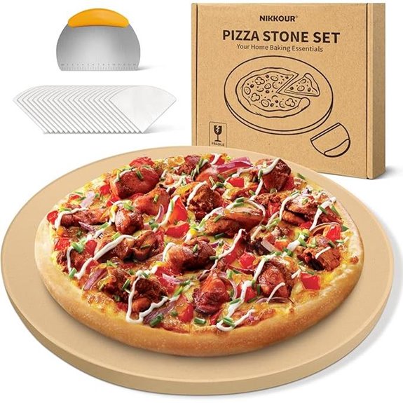 16-Inch Pizza Stone with Cutter & Parchment Papers
