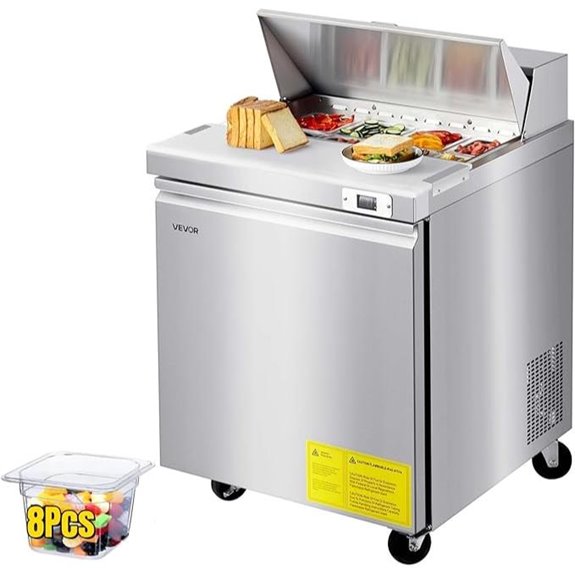 VEVOR 28 Commercial Salad Prep Refrigerator with 8 Pans