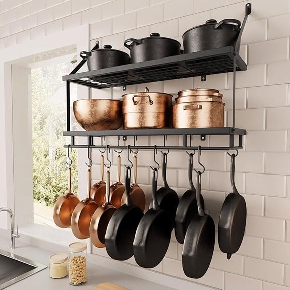 30-Inch Kitchen Pot Rack with Hooks and Guard Rail