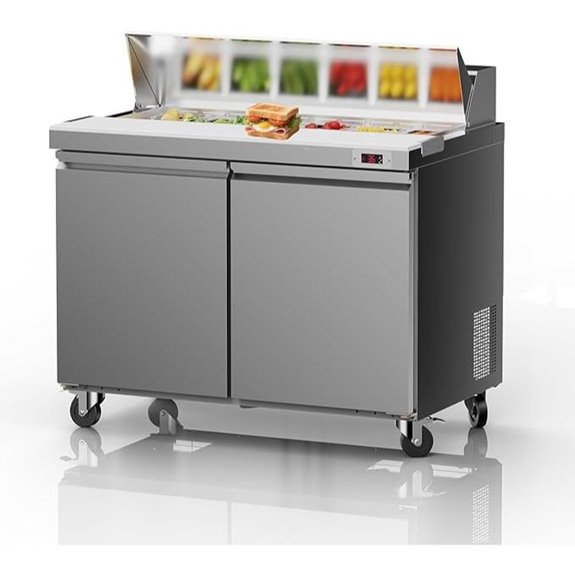 48 W Salad Prep Table Refrigerator with 12 Pans