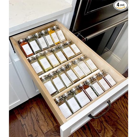 MIUKAA Acrylic Spice Drawer Organizer with 4 Tiers
