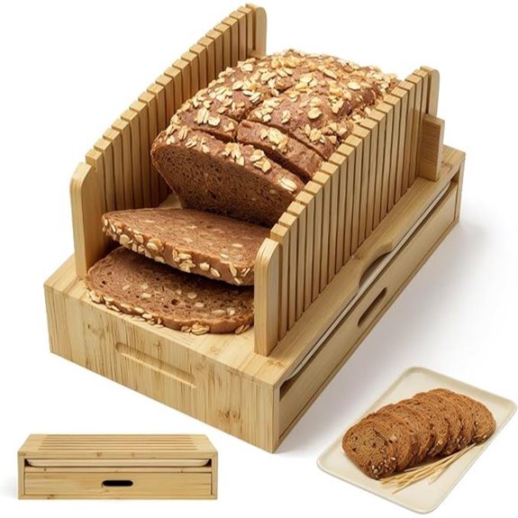 Bamboo Bread Slicer with Adjustable Width Guide