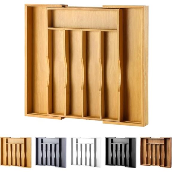 Expandable Bamboo Kitchen Drawer Organizer