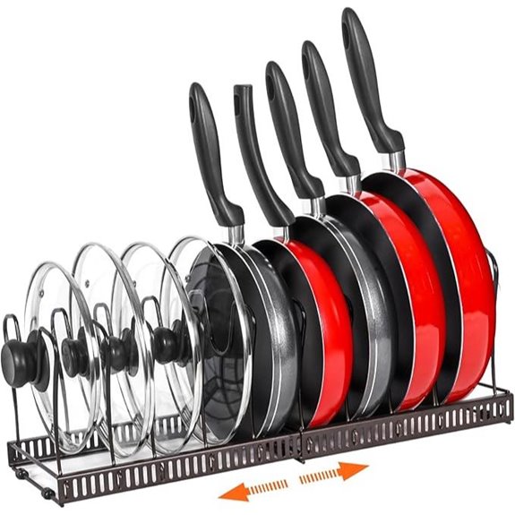 Expandable Pot and Pan Organizer for Kitchen Cabinets