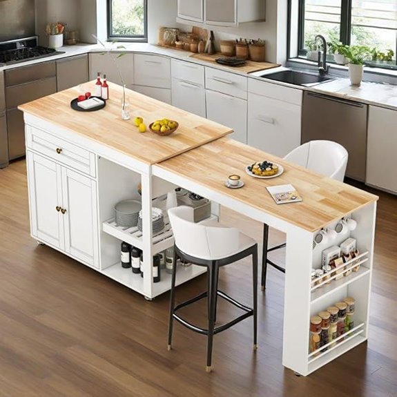 Extendable Kitchen Island with Cart and Storage