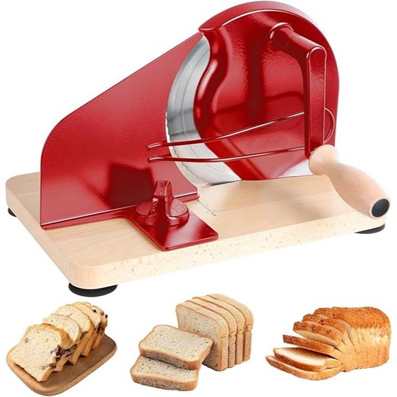 Manual Bread Slicer with Conveyor Belt and Adjustable Thickness