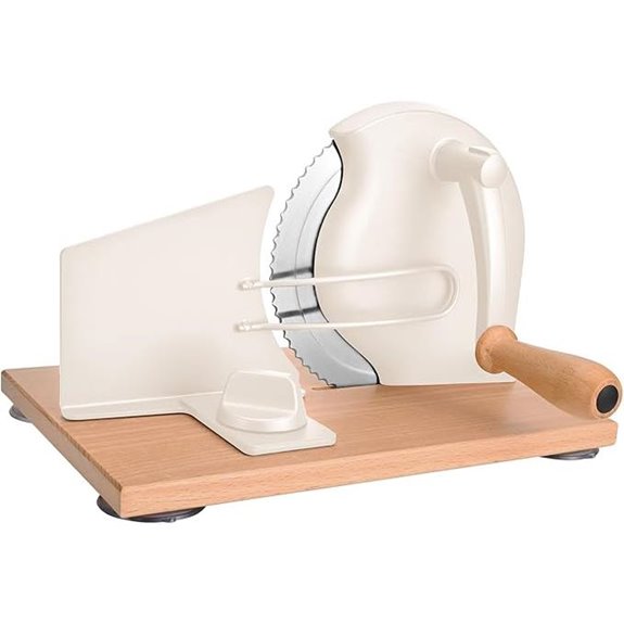 Manual Bread Slicer with Hand Crank and Adjustable Thickness