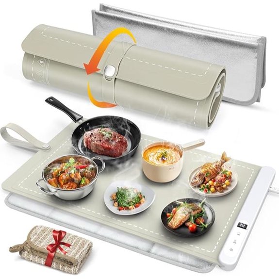 FYY Food Warming Mat with Heat Settings and Timer