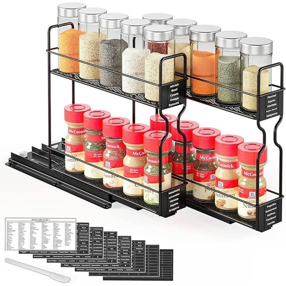 SpaceAid Pull Out Spice Rack Organizer with Labels