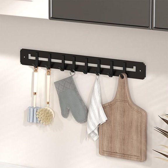 Adjustable Black Metal Wall Mount Utensil Rack