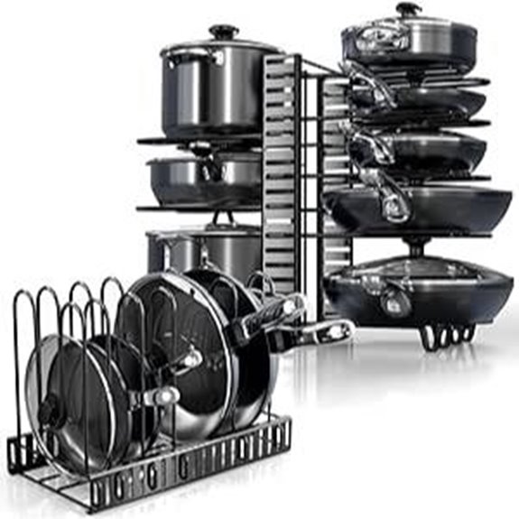 8-Tier Adjustable Pot and Pan Organizer Rack