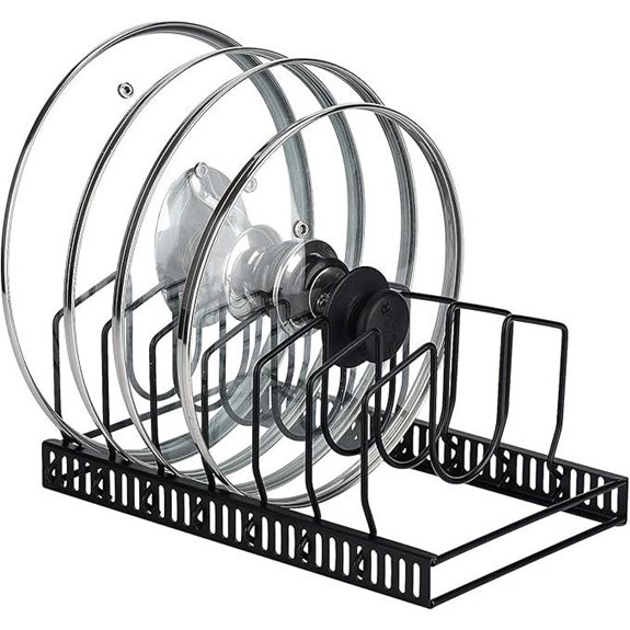 Toplife Pot Lids Organizer Rack with Adjustable Compartments