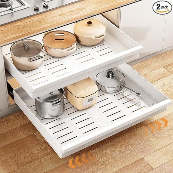 Pull Out Cabinet Organizer 2-Pack Adjustable Shelves