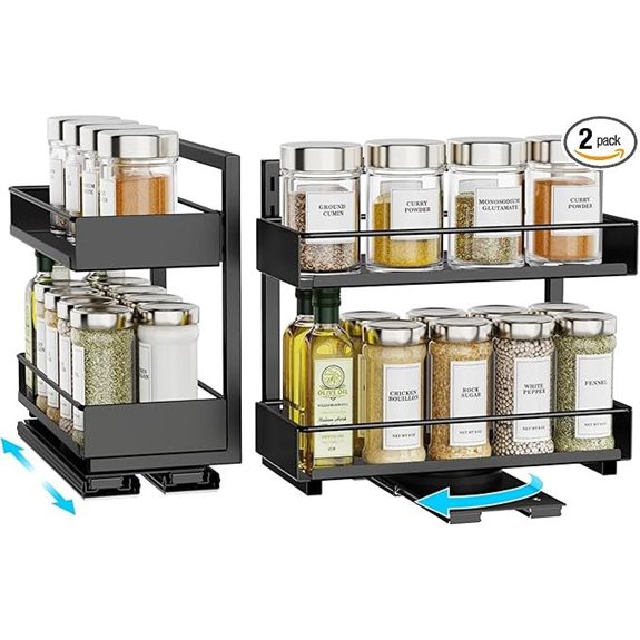 iSPECLE 2-Pack Adjustable Pull-Out Spice Racks