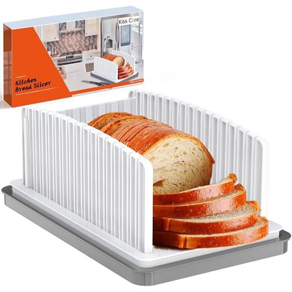 Adjustable Bread Slicer with Crumb Tray and Guide