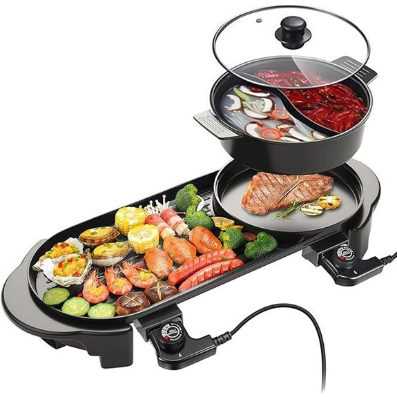 Electric Hot Pot with Grill Smokeless 5-Gear Adjustable