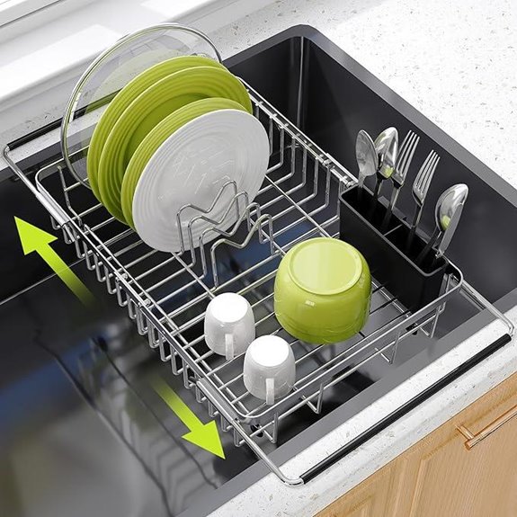 JASIWAY Expandable Stainless Steel Sink Dish Rack