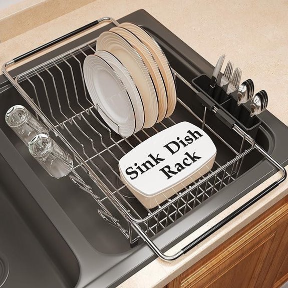 Expandable Stainless Steel Sink Dish Drainer Rack