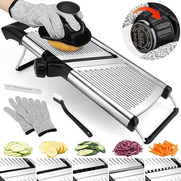 Adjustable Stainless Steel Mandoline Slicer with Gloves