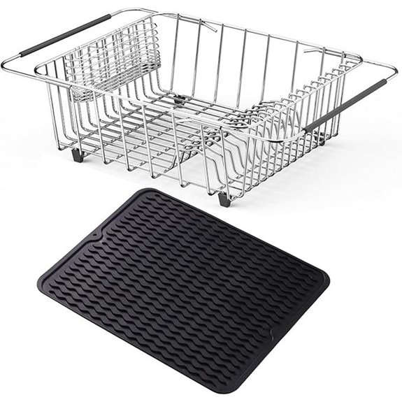 Expandable Stainless Steel Dish Drying Rack with Utensil Holder