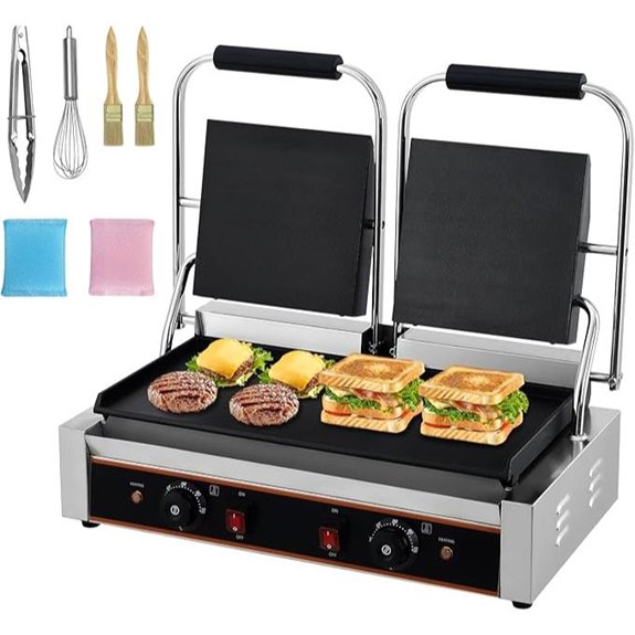 Commercial Panini Press Grill with Adjustable Temp