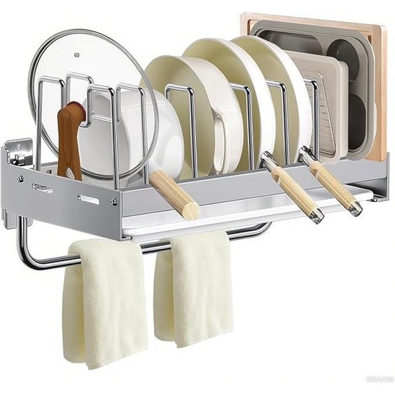 Wall-Mounted Pot Rack with Adjustable Dividers