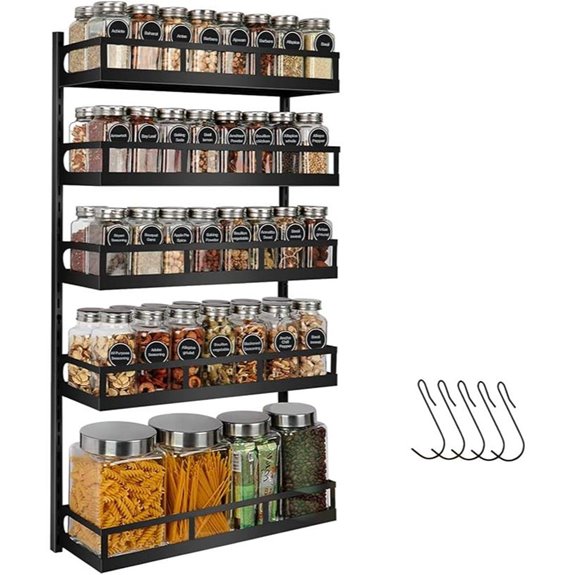 X-cosrack 5-Tier Adjustable Wall Spice Rack Organizer