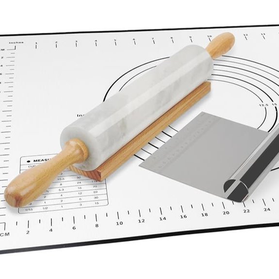 Koville African Marble Rolling Pin with Mat/Scraper