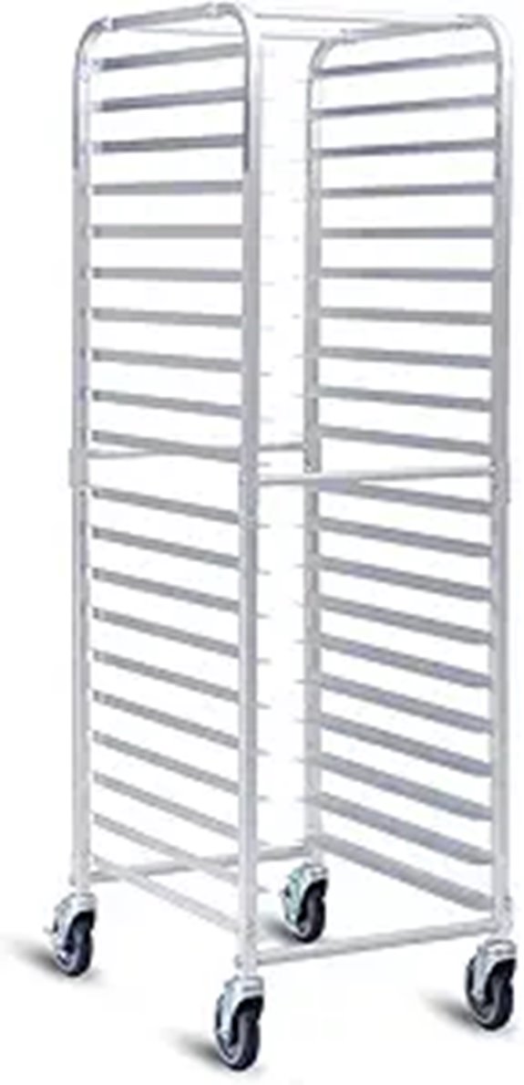 MAT EXPERT 20-Tier Aluminum Bakery Pan Rack with Wheels