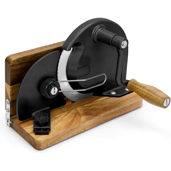 Manual Bread Slicer with Aluminum Body and Wood Base