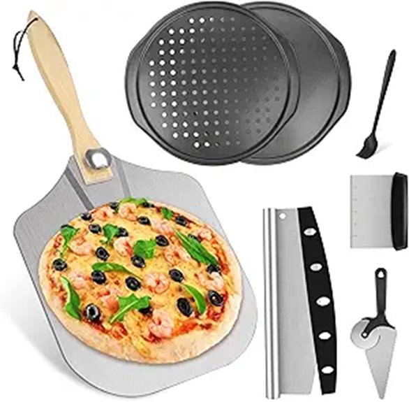 7-Piece Aluminum Pizza Peel and Accessories Set