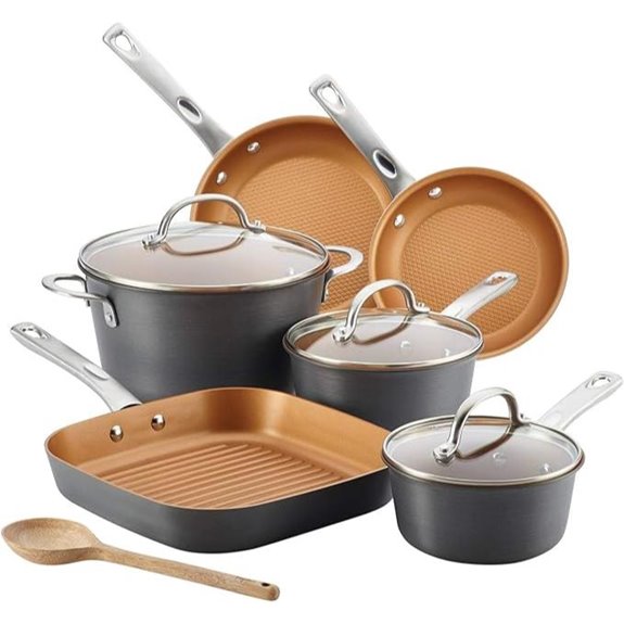 Ayesha Curry Hard Anodized Aluminum 10-Pc Cookware Set Gray Copper