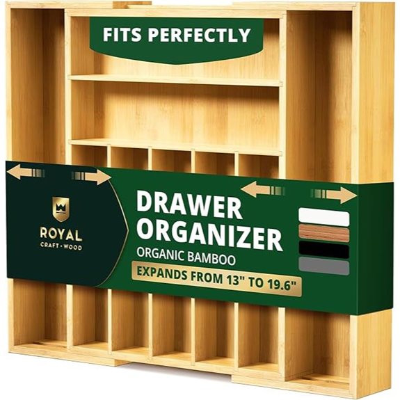 Royal Craft Wood Bamboo Drawer Organizer (9 Slot)