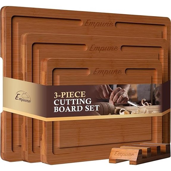 Empune Bamboo Cutting Board Set with Holder