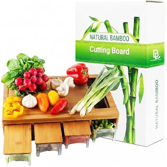 Large Bamboo Cutting Board with Storage Containers