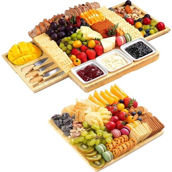 Large Charcuterie Board Set with Knife Bamboo Cheese Platter