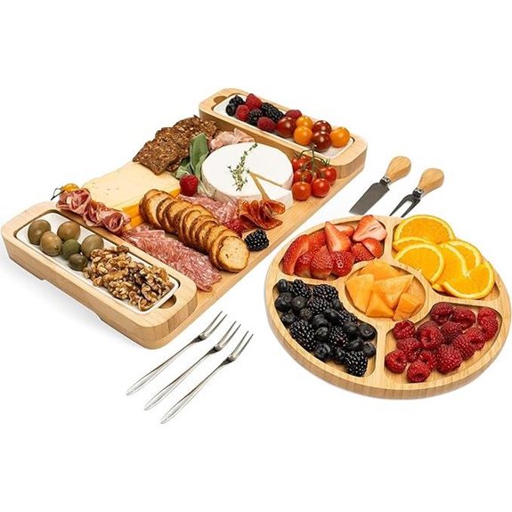Bamboo Charcuterie Board Set for Cheese & Snacks