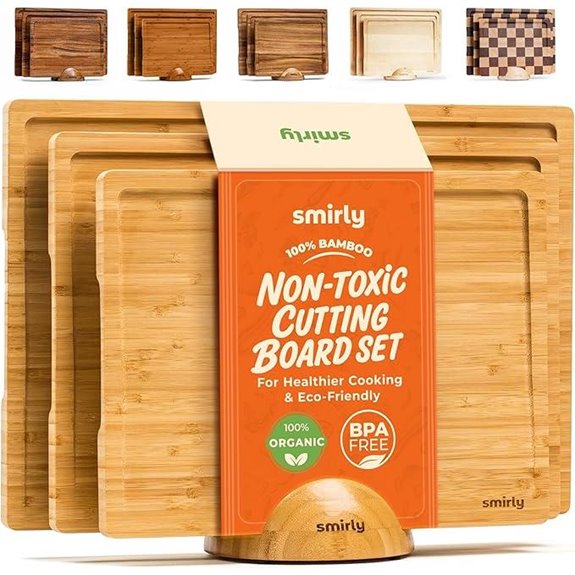 SMIRLY Bamboo Cutting Board Set with Holder
