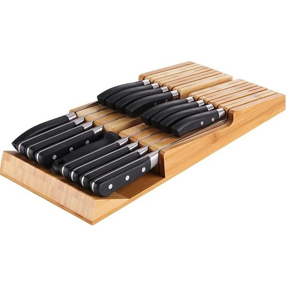 NIUXX Bamboo In-Drawer Knife Block Set Organizer