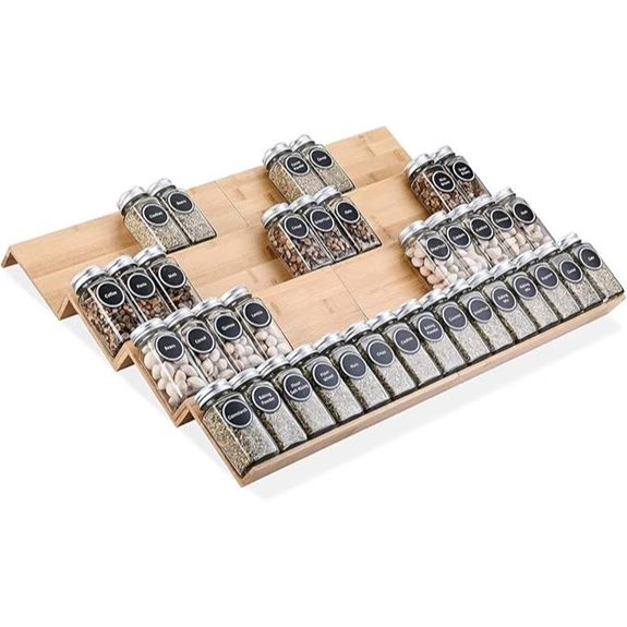 Bamboo Spice Rack Tray Organizer for Kitchen Drawers